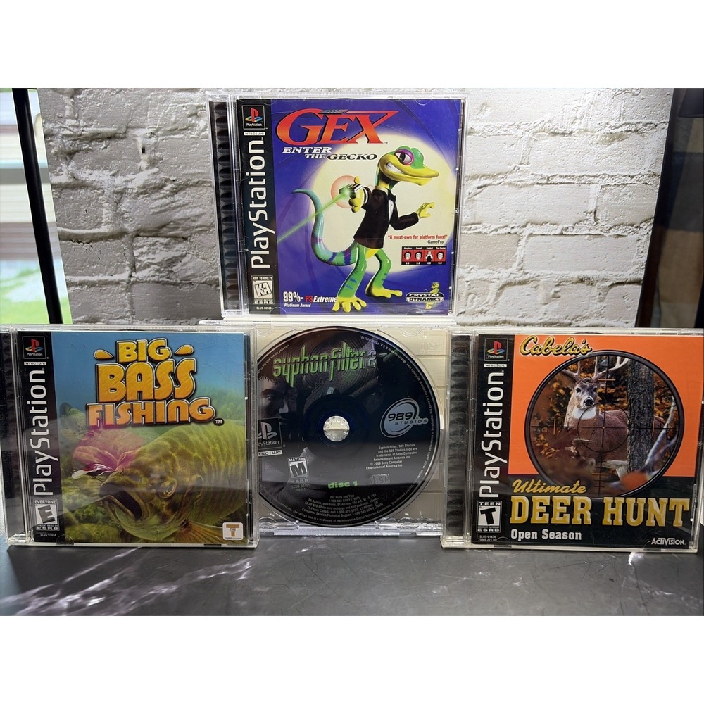Sony PlayStation Lot (4 Games) -Gex Enter The Gecko, Big Bass Fishing, etc.